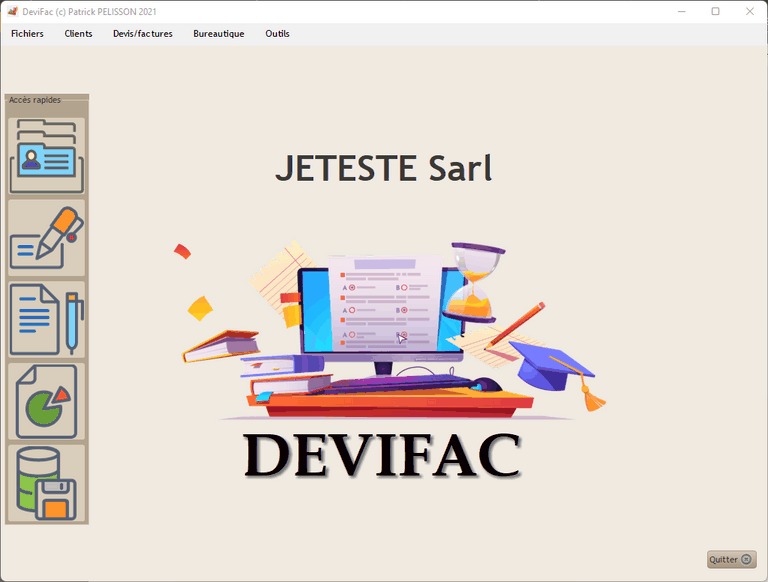 Accueil application DeviFac
